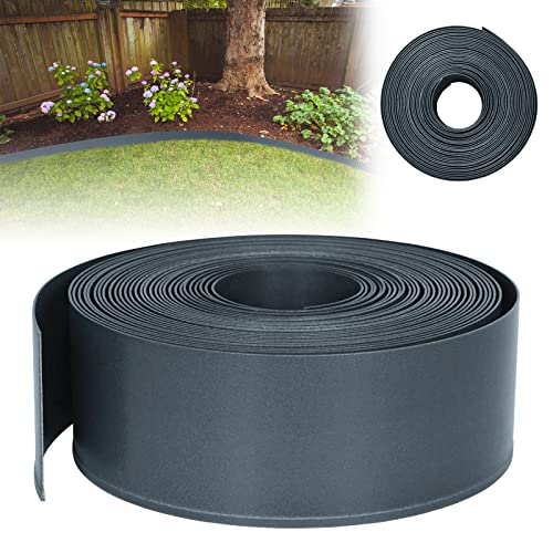 UISEBRT Rasenkante Kunstoff 20m - Lawn Edging Roll Plastic Beeteinfassung Gartenzaun Beetumrandung Rasenbegrenzung Lawn Border Garten Dekorativ, Anthrazit